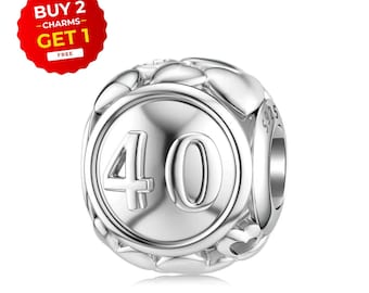 40th Birthday Charm 925 Sterling Silver and Rose Gold