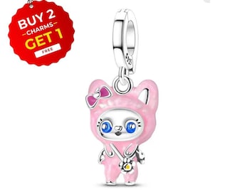 S925 Sterling Silver Pink Labubu Charm for Pandora Bracelet - Buy 2 Get 1 Free
