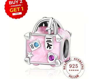 Sterling Silver Travel Suitcase Charm for Pandora Bracelet