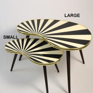 Large kidney shaped table (no set), side table, flower table, Black/White, vintage 50s inspired