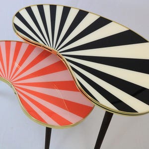 Kidney shaped table, small, side table, flower table, stripes, sunburst decor, vintage 50s inspired, Red/Pink image 8