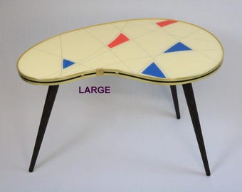 Kidney shaped table, Size L, side table, flower table, vintage 50s inspired, geometric pattern