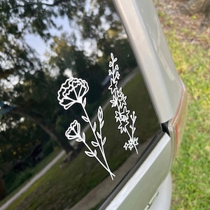 Birth Month Flower Decal, Sticker for car window, bumper sticker, stick family, gifts for her, gifts for mom, flower stickers, floral decals