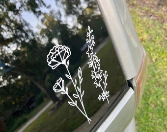 Birth Month Flower Decal, Sticker for car window, bumper sticker, stick family, gifts for her, gifts for mom, flower stickers, floral decals