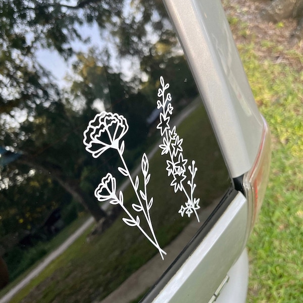 Birth Month Flower Decal, Sticker for car window, bumper sticker, stick family, gifts for her, gifts for mom, flower stickers, floral decals