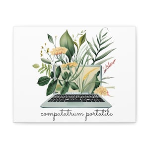 Botanical Laptop Canvas Print: Modern Floral Wall Art