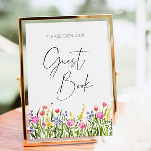 Floral Guestbook Sign, Printable Guest Book Sign, Floral Watercolor Guest Book Sign, Wildflower Wedding, Colorful Floral Wedding Decor