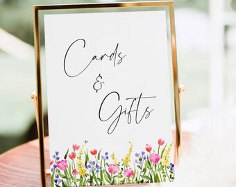 Wildflower Cards and Gifts Sign, Floral Cards & Gifts Sign, Printable Sign, Floral Watercolor Sign, Bridal Shower Sign, Gifts Table Sign