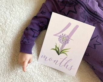 Floral Milestone Cards, Baby Girl Milestones, Watercolor Milestone Cards, Baby Month Cards, Monthly Milestone, Baby Shower Gift, Baby Girl