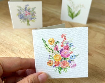 Mini Floral Note Cards, Watercolor Note Cards, Floral Thank You Cards, Wildflower Cards, Mini Notes, Floral Note Cards with Envelopes