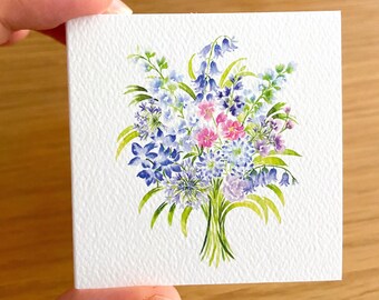 Ensemble de mini cartes de correspondance florales, Étiquettes cadeaux florales à l'aquarelle, Cartes de remerciement florales, Cartes de papeterie vierges, Mini notes, Pièces jointes pour cartes florales