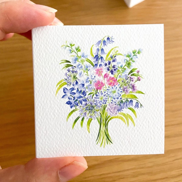 Mini bloemennotitiekaartenset, bloemenaquarel cadeaukaartjes, bloemendankkaarten, blanco briefpapierkaarten, mininotities, bloemenkaartbehuizingen