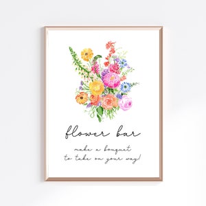 Make a Bouquet Digital Download, Flower Bar Sign Instant Download, Make a Bouquet to Take on Your Way, Digital Bouquet Bar Sign