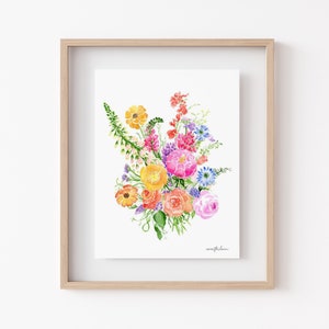 Watercolor Wildflower Print, Bright Floral Art, Bright Flower Print, Colorful Watercolor Flower Print, Floral Nursery Art, Garden Nuresry