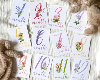 Baby Girl Milestone Cards, Watercolor Baby Month Cards, Floral Milestone Cards, Monthly Milestone Set, Baby Girl Milestone, Baby Shower Gift