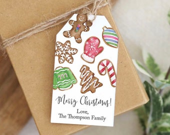 Personalized Christmas Gift Tags, Christmas Cookie Gift Tag, Watercolor Holiday Gift Tag, Christmas Baking Label, Gingerbread Tag
