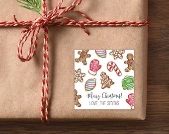 Personalized Christmas Gift Stickers, Christmas Cookie Gift Tag Sticker, Holiday Baking Sticker, Gingerbread Christmas Sticker, Baking Label