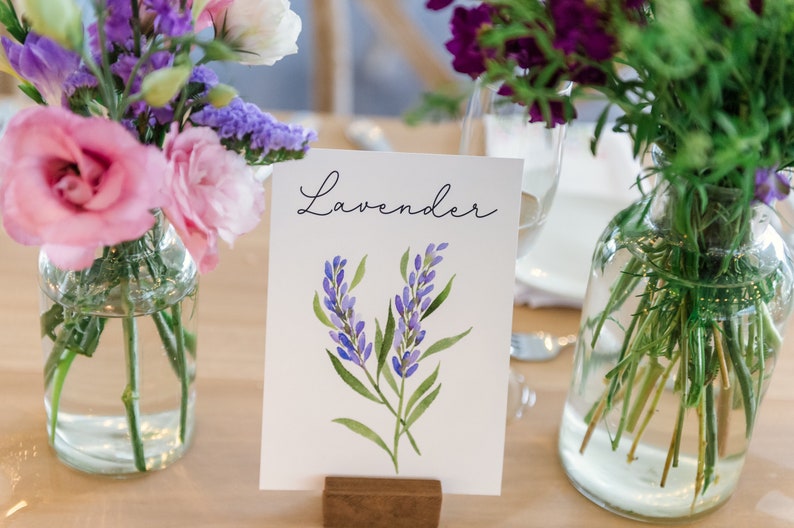 Floral Wedding Table Numbers, Watercolor Flower Table Cards, Wildflower Table Names, Wildflower Wedding Decor, Spring Wedding Decor image 8