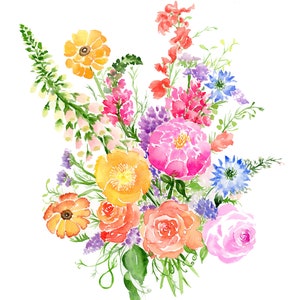ORIGINAL Custom Bridal Bouquet Painting, Custom Watercolor Bouquet, Wedding Anniversary Gift, Personalized Gift for Bride