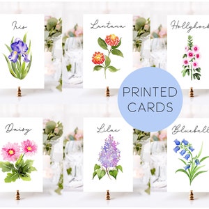 Wildflower Table Name Cards, Flower Table Names, Watercolor Flower Table Numbers, Wildflower Table Cards, Wildflower Wedding Decor