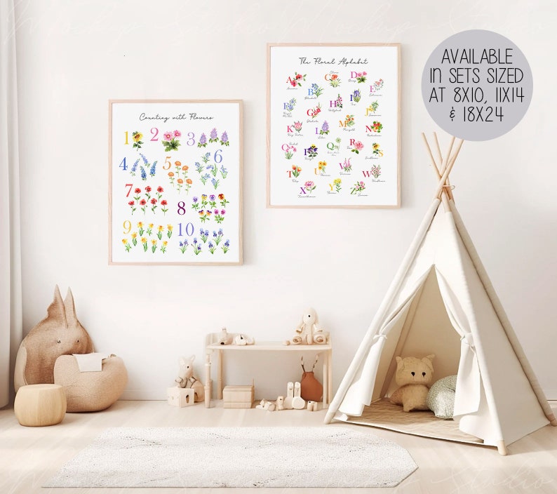 Floral Nursery Decor, Baby Girl Nursery Decor, Letters and Numbers