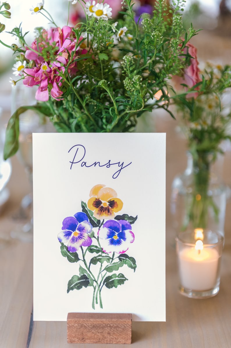 25 Printable Wildflower Table Names, Watercolor Flower Table Cards, Flower Table Numbers, Table Names by Flower, Floral Table Names image 9