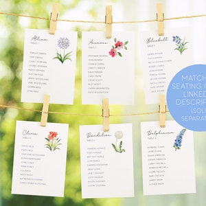 Floral Wedding Table Numbers, Watercolor Flower Table Cards, Wildflower Table Names, Wildflower Wedding Decor, Spring Wedding Decor image 9