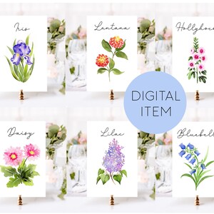 15 druckbare Blumen Tischkarten, druckbare Aquarell Blumen Tischkarten, Blumen Tisch Namen, Tisch Namen von Blume, Wildblumen Hochzeit Dekor