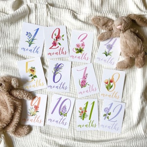 Baby Girl Milestone Cards, Floral Monthly Milestone Cards, Newborn Milestone, Newborn Baby Gift, Baby Girl Gift, Watercolor Baby Month Cards