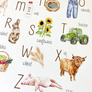 Farm Animal Alphabet, Farm Alphabet Print, Farm Wall Decor, Watercolor ...