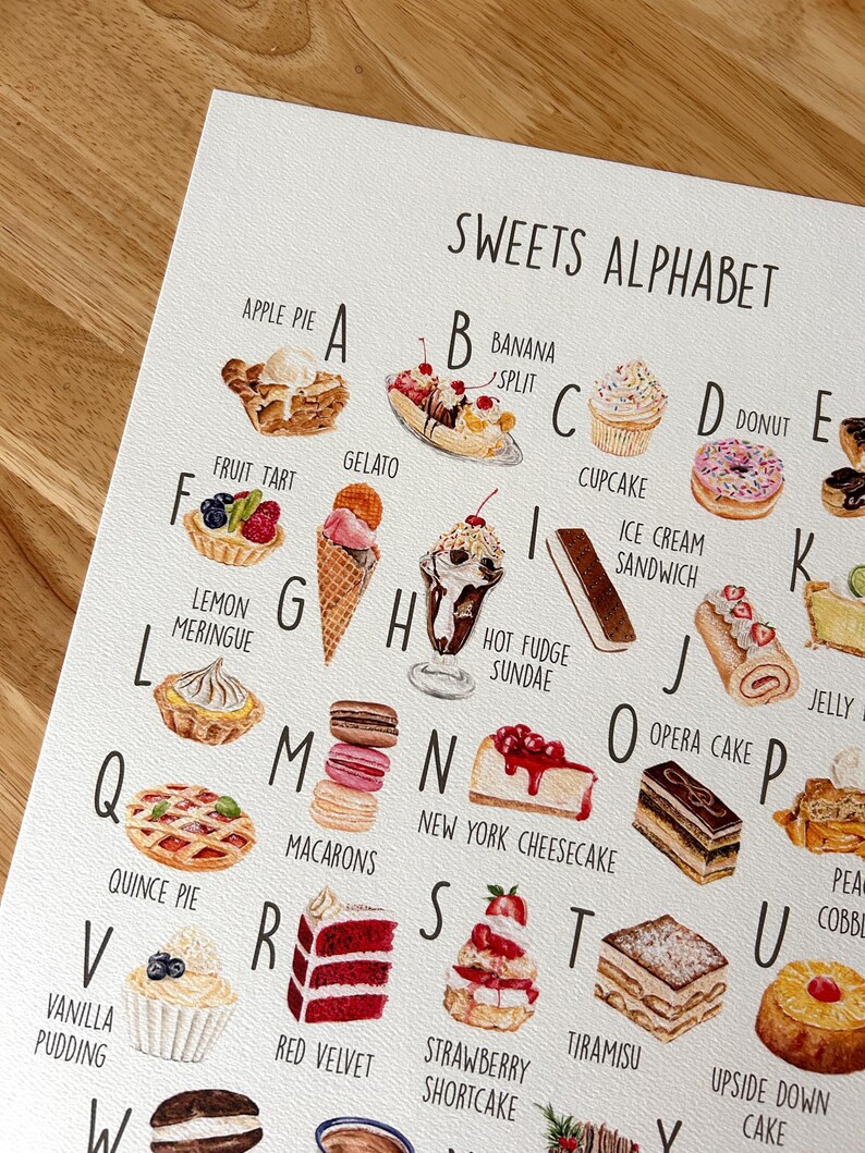 Sweets With Letters Dessert Kitchen Decor, Dessert Alphabet Print, Sweets Alphabet ...