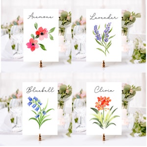 25 Printable Wildflower Table Names, Watercolor Flower Table Cards, Flower Table Numbers, Table Names by Flower, Floral Table Names image 2