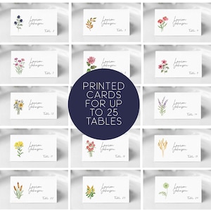 Printed Wildflower Escort Cards, Watercolor Floral Place Cards, Flower Place Cards, Summer Wedding, Fall Wedding, Place Cards with Flowers