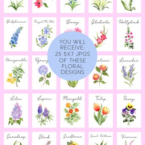 25 Printable Wildflower Table Names, Watercolor Flower Table Cards, Flower Table Numbers, Table Names by Flower, Floral Table Names image 3
