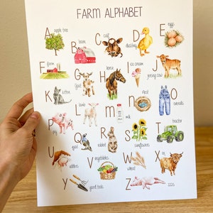 Farm Animal Alphabet Farm Nursery Decor Watercolor Farm Print Farm