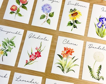 Floral Wedding Table Numbers, Watercolor Flower Table Cards, Wildflower Table Names, Wildflower Wedding Decor, Spring Wedding Decor