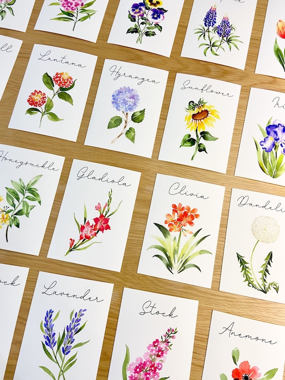 Floral Wedding Table Numbers Watercolor Flower Table Cards - Etsy