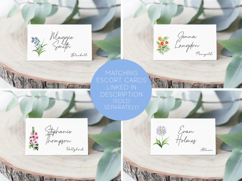 Floral Wedding Table Numbers, Watercolor Flower Table Cards, Wildflower Table Names, Wildflower Wedding Decor, Spring Wedding Decor image 10