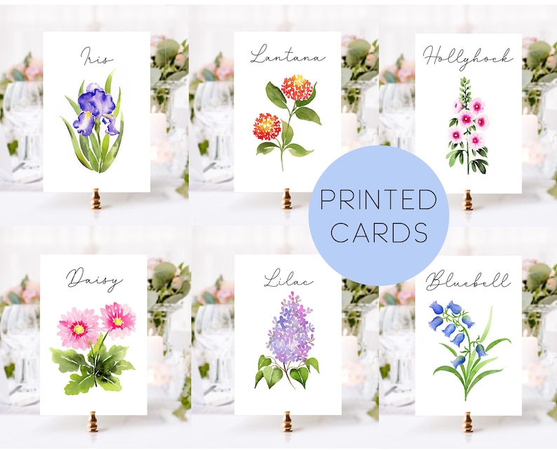 Floral Wedding Table Numbers, Watercolor Flower Table Cards, Wildflower Table Names, Wildflower Wedding Decor, Spring Wedding Decor image 2