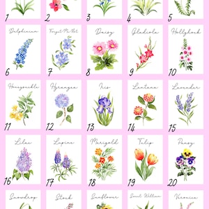 Floral Wedding Table Numbers, Watercolor Flower Table Cards, Wildflower Table Names, Wildflower Wedding Decor, Spring Wedding Decor image 6