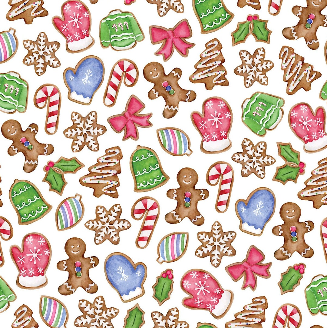 Gingerbread Wrapping Paper Cookie Gift Wrap Colorful Gift Etsy