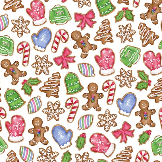Adorable Gingerbread Man and Snowflake Wrapping Paper. Christmas Wrapping  Paper 