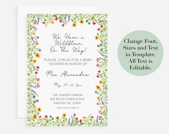 Watercolor Floral Invitation, Wildflower Wedding Invite, Colorful Wedding Invitation, Spring Birthday Invitation, Spring Baby Shower Invite