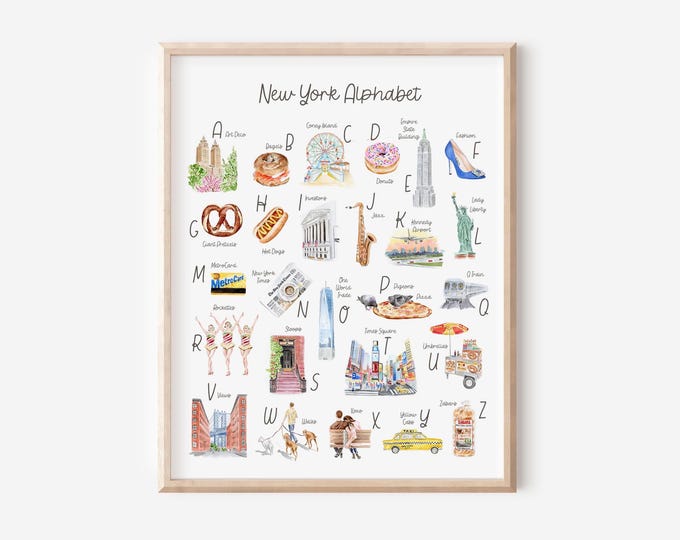 NYC Alphabet Print, NYC Nursery, NYC Baby Gift, New York Nursery Art, New Yorker Gift, New York Classroom Art, Kids New York Art, nyc abc