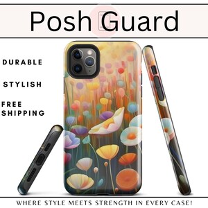 Cute Floral Poppy iPhone Protector, Botanical Phone Cases, FREE SHIPPING, Premium Strength Phone Cases, Poppy Flower Design, Phone Accessory