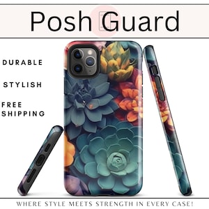 3D Vibrant Floral iPhone Case Protector, FREE SHIPPING, Tough Case, Botanical Phone Protectors, Phone Accessories, Floral Print Phone Case