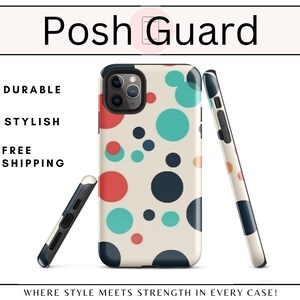 Protecteur de coque iPhone à pois colorés, accessoires iPhone, livraison gratuite, cadeaux pour elle, étuis de téléphone haut de gamme et durables, iPhone tendance