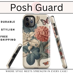 Vintage Botanischer Garten mit Schmetterlingen Durable iPhone Case Protector, KOSTENLOSER VERSAND, Vintage Floral Print Phone Case, Telefon Zubehör