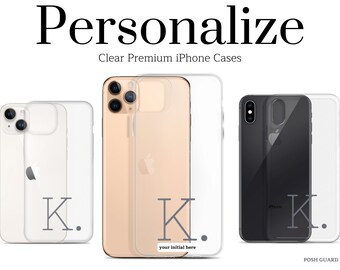 Personalized Clear iPhone Case - Customizable, Protective, and Stylish, FREE SHIPPING, Name Initial Personalization Premium Phone Cases