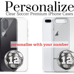 Personalisierbarer klarer Fußball iPhone Case Protector, KOSTENLOSER VERSAND, Geschenke für Fußball-Liebhaber, anpassbare Handyhüllen, Fußball-Geschenke, Sport
